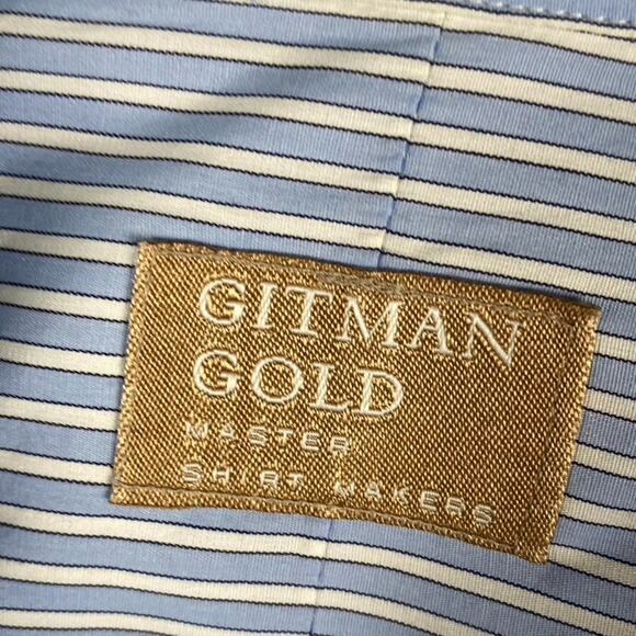 Gitman Gold Master Shirt Makers Button Men's 18 35 2XL Blue White Striped - Picture 3 of 12